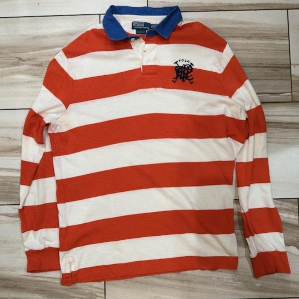 Polo Ralph Lauren scribble long sleeve custom fit polo rugby shirt
